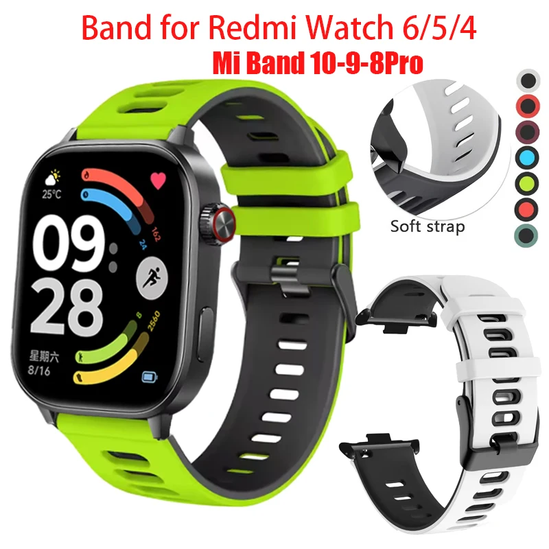Silicone Strap For Redmi watch 4 5 6 SmartWatch WristBand For Xiaomi Mi Band 10 Pro/8 Pro/9 Pro Bracelet Watchband Accessories