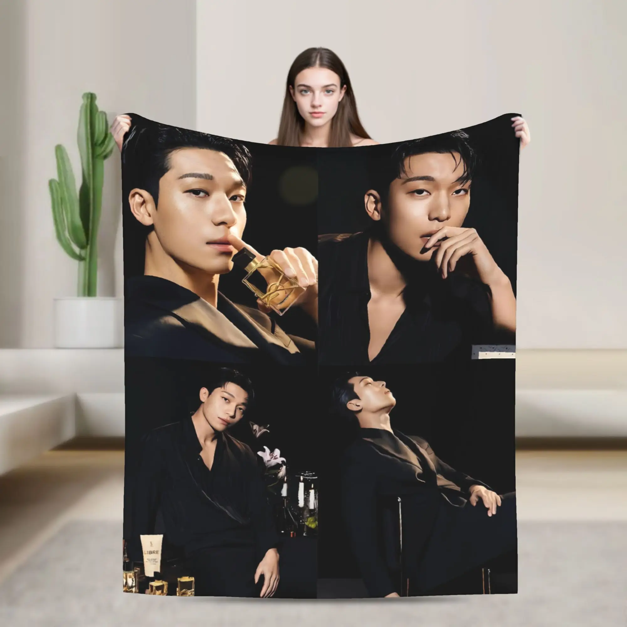 Wi Ha-Joon Blankets  Camping Flannel Throw Blanket For Bedroom Warm Customized Quality Bedspread Gift Idea