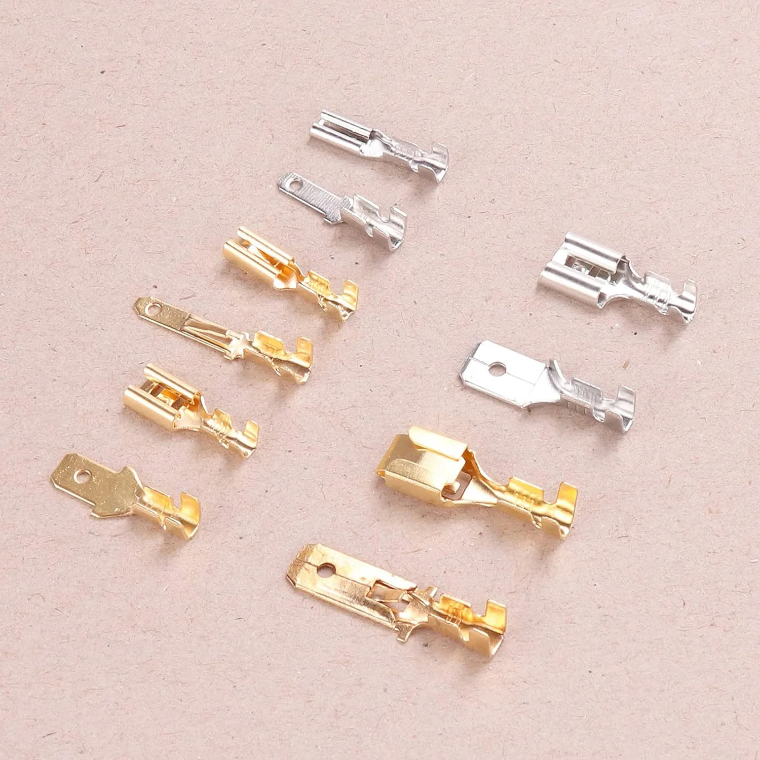210Pcs 2.8-6.3mm Copper Spade Connectors Kit, Male Female Quick Disconnect Wire Terminals with Storage Box