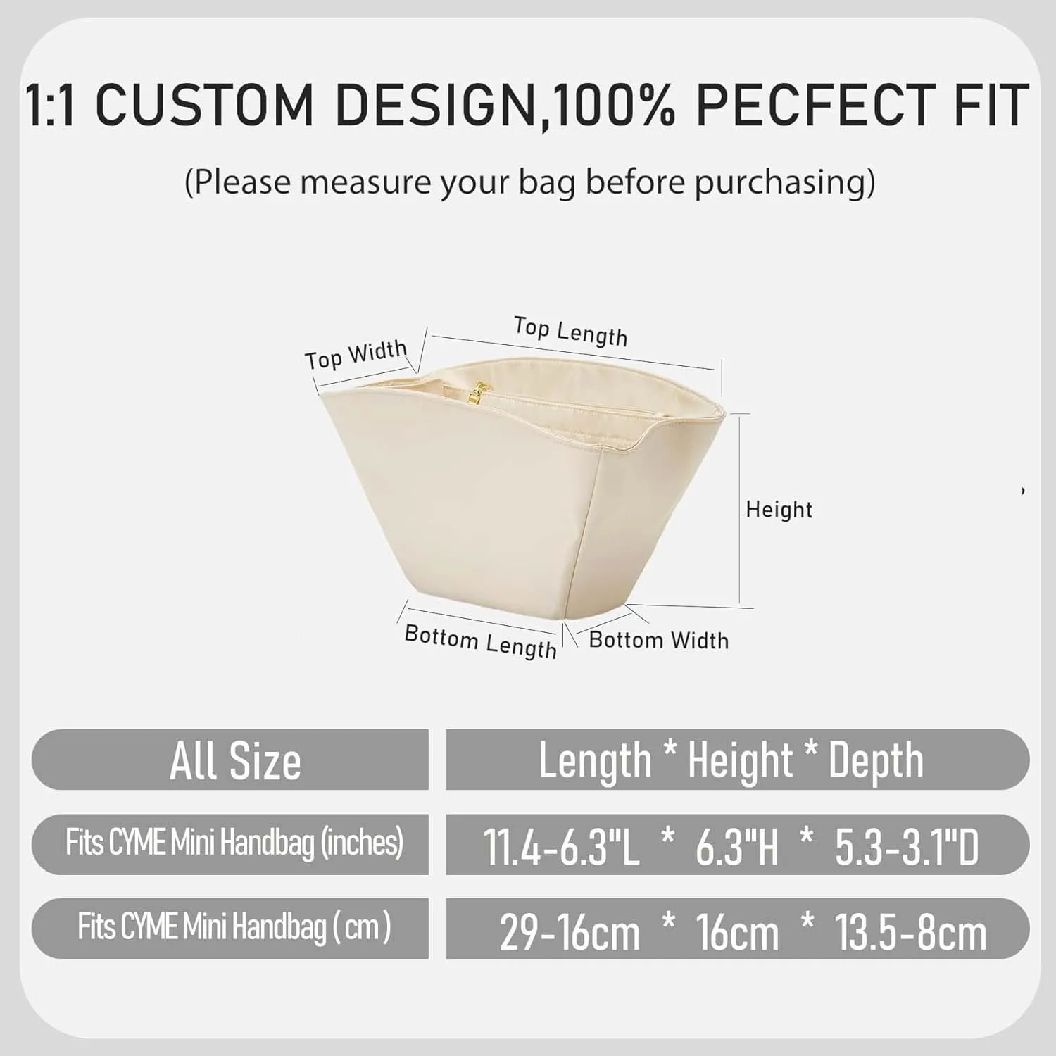 Bag Organizer Insert For Cyme Mini Nylon Material Super Strong Fit Bag Support Handbag Insert Bags Accessories