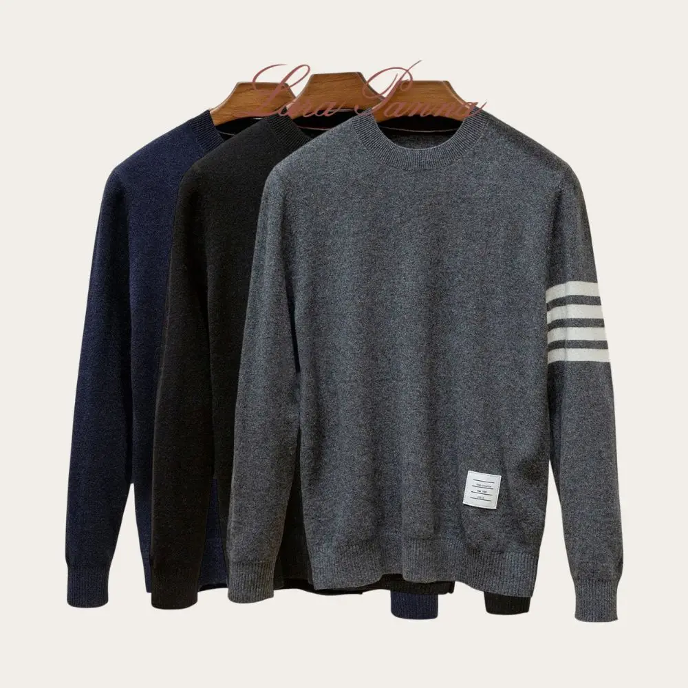 

Italian Style Casual Loose Fit Men's Wool Cashmere Blend round Neck Sweater Comfortable Inner Wear for Autumn Winter