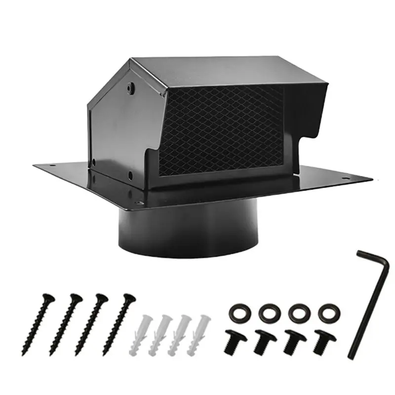 

ABJO-Carbon Steel Roof Exhaust Vent 4 Inch, Roof Vent Cap For Houses, Removable Diameter Collar With Damper