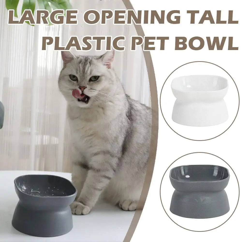 Elevated Cat Bowls Plastic Raised Cat Bowl Anti Rollover Dishes Anti Vomit Cat Foot Food Feeders Bowl High Plastic Pet Z8R1