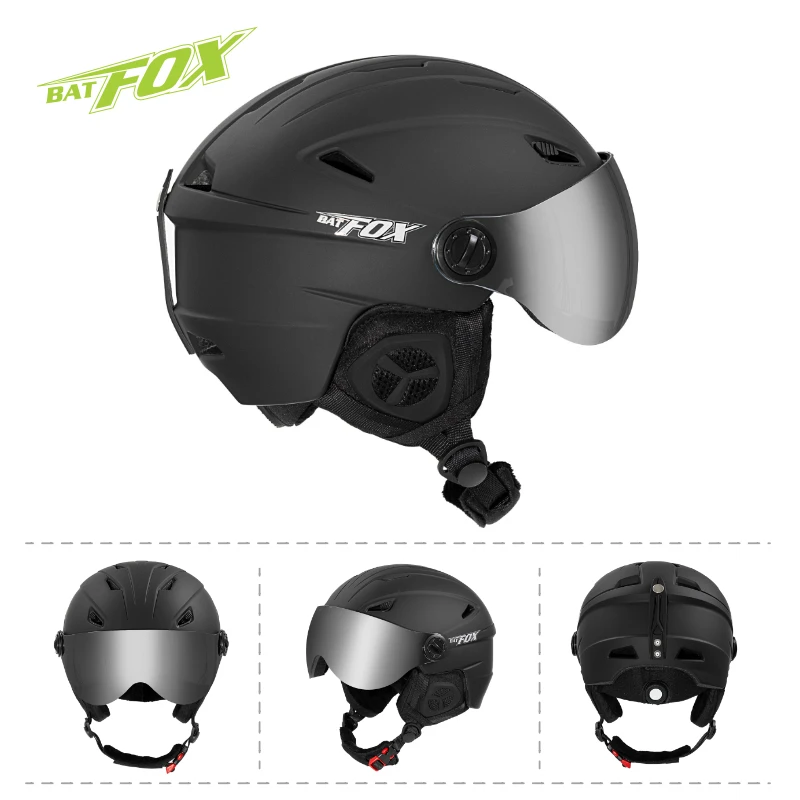 BATFOX Skihelm voor volwassenen Bril Skiën Sneeuwscooter Snowboard Skihelm XL Sportveiligheidsuitrusting Integrale skihelm