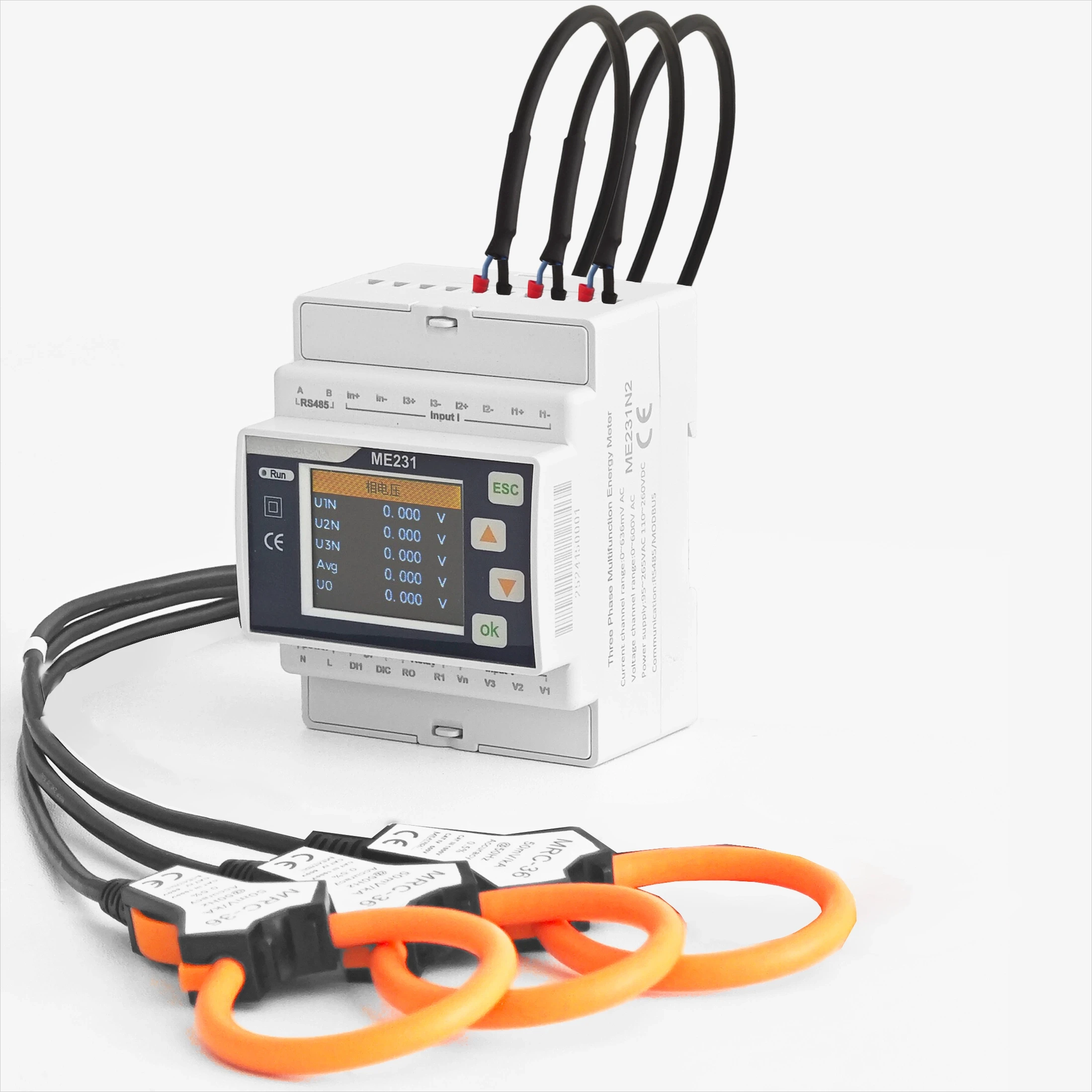 Compteur intelligent triphasé de type rail, ensemble de transformateurs flexibles à bobine Roche, mesure de l'énergie, surveillance de la puissance