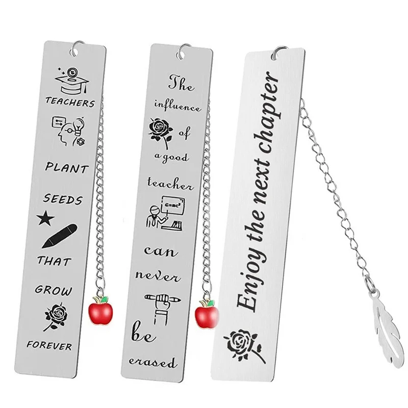 New Stainless Steel Bookmark Graduation Season Gift Laser Engraving Thank You Teacher's Day Commemorative Gifts Christmas Metal