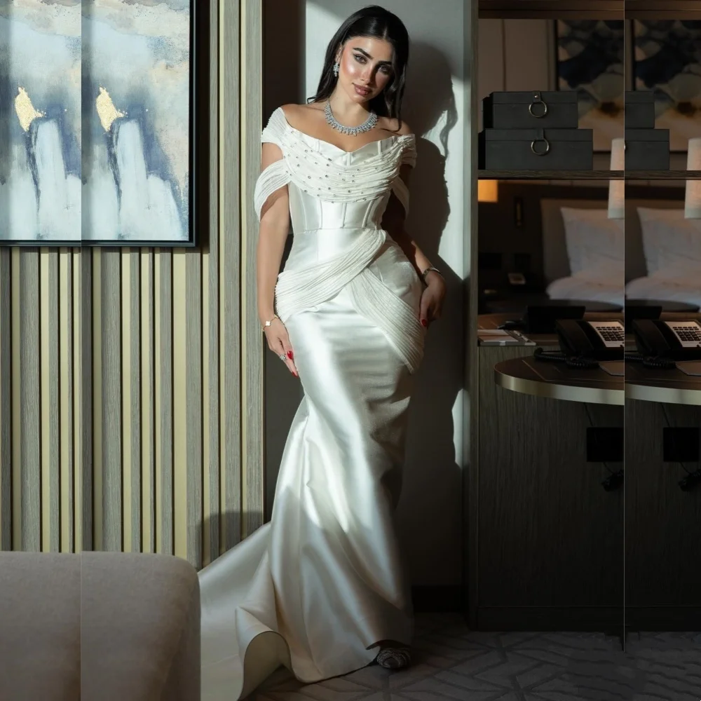 

Элегантные изысканные длинные платья Charmeuse со складками и блестками по индивидуальному заказу, классические платья на заказ