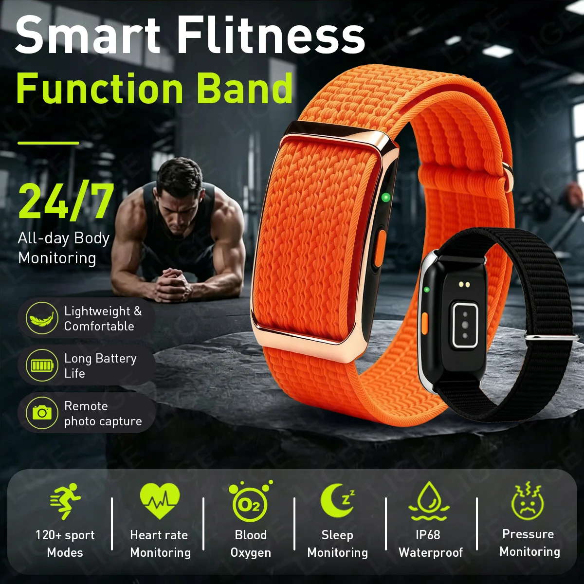 LIGE Fitness Smart Bracelet GPS Sports Band Men Women Smartwatch Heart Rate Health Monitor Waterproof Multifunction Watches