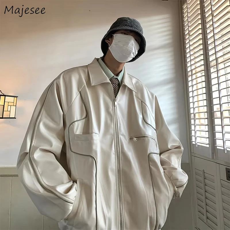 

Однотонные куртки из искусственной кожи для мужчин, американские винтажные подростковые стильные куртки в стиле панк-рок, стильные мужские дизайны для пар, верхняя одежда Chaquetas, уличная одежда