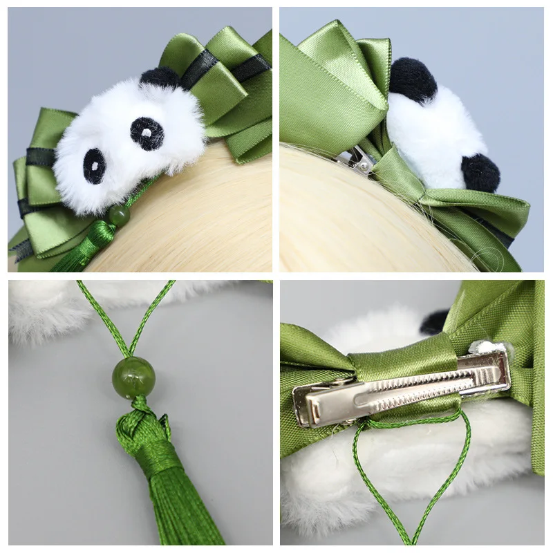 Chinese Style 1 Pair Panda Hair Clips Plush Barrette Toy Women Girl Kids Sweet  Plush Bowknot Hair Pin Lolita Hair Accessories
