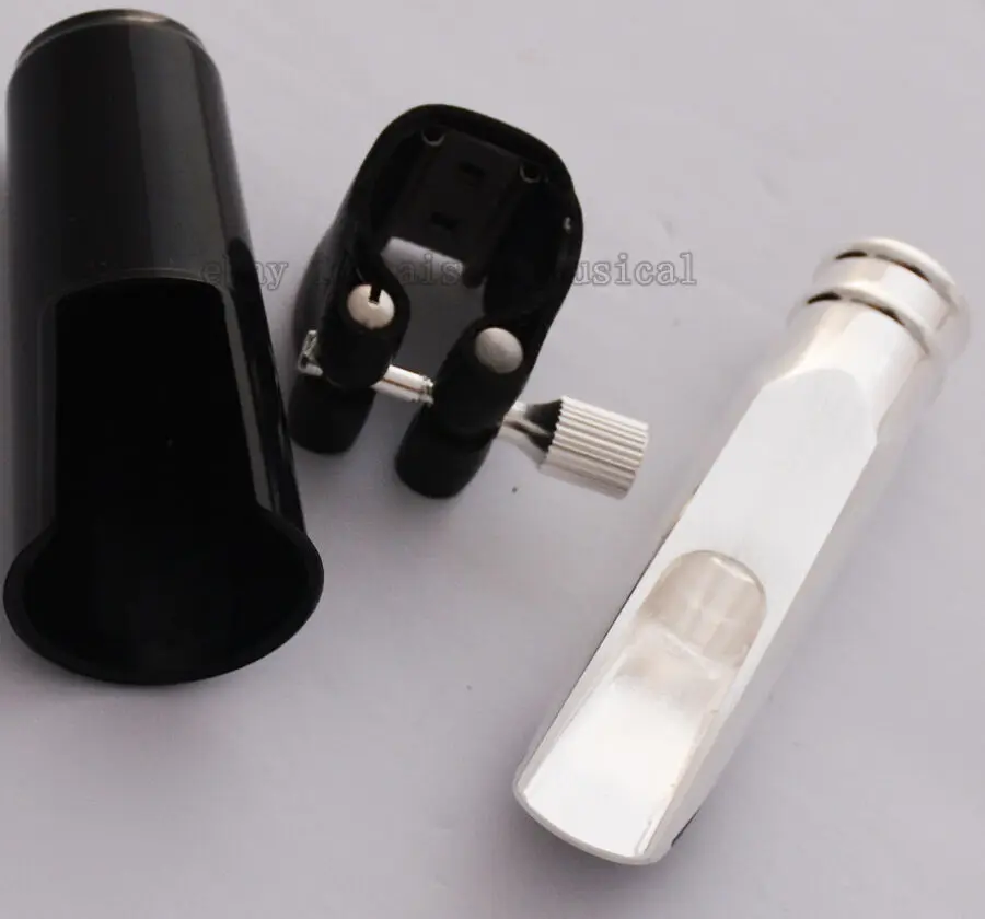

Hihg Grade Silver Plated Leather Ligature Metal Alto Saxophone Mouthpiece Size 7