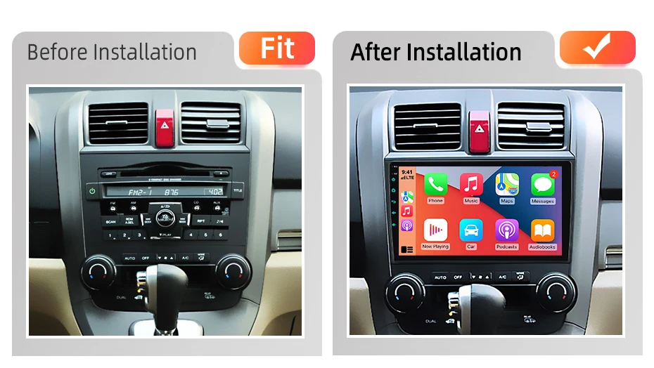 AWESAFE 9-Zoll-Android-Radio für Honda CR-V 3 RE CRV 2007-2011, kabelloses CarPlay & Android Auto, GPS-Navigation, Multimedia, Unterstützung für Lenkradsteuerung, Subwoofer, Verstärker, Rückfahrkamera, EU Plug-and-Play, DAB+, digitales Autoradio, 2-DIN-Autoradio, Stereo, RDS, DSP, FM – Detail 2
