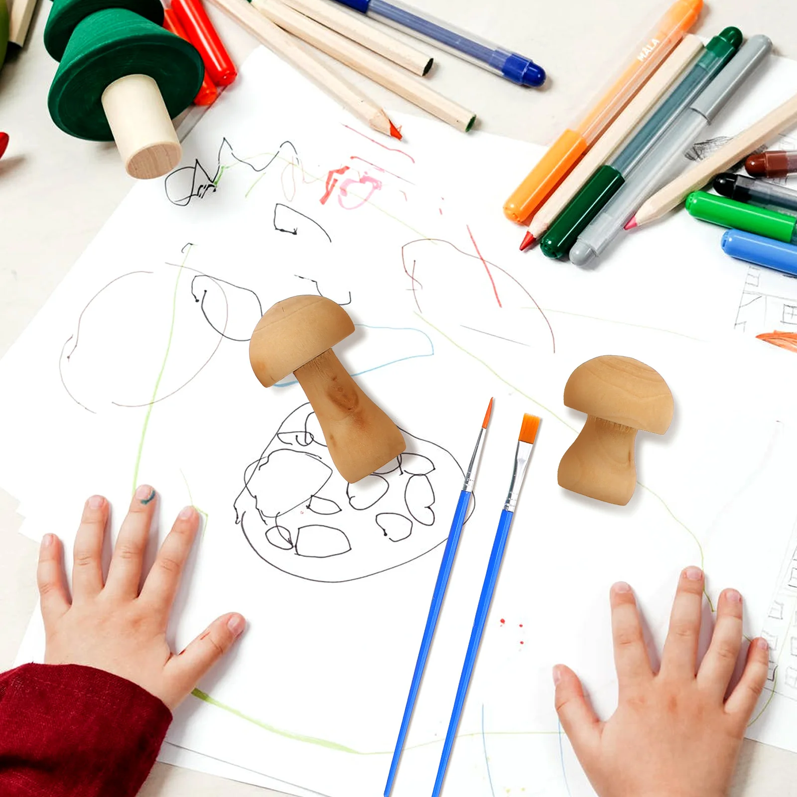 

10Pcs Wooden Mushroom Decors DIY Painting Crafts Activity for Kids Home and Festival Decor DIY Mushroom Models