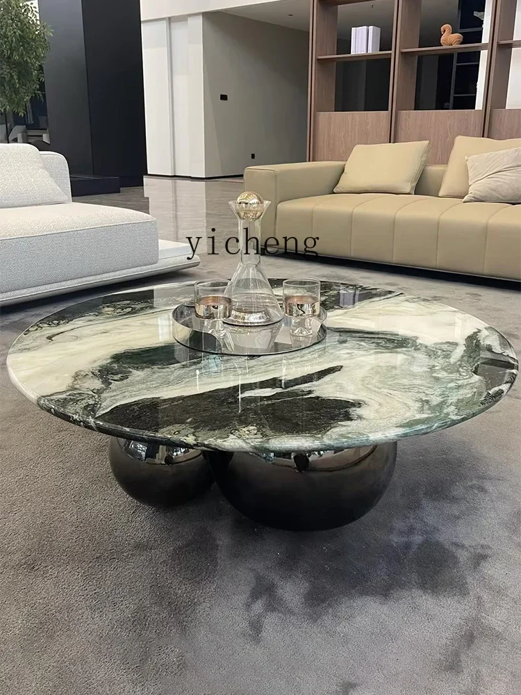 XL Marble Tea Table Customizable Advanced Tea Table Creative Stainless Steel round Tea Table