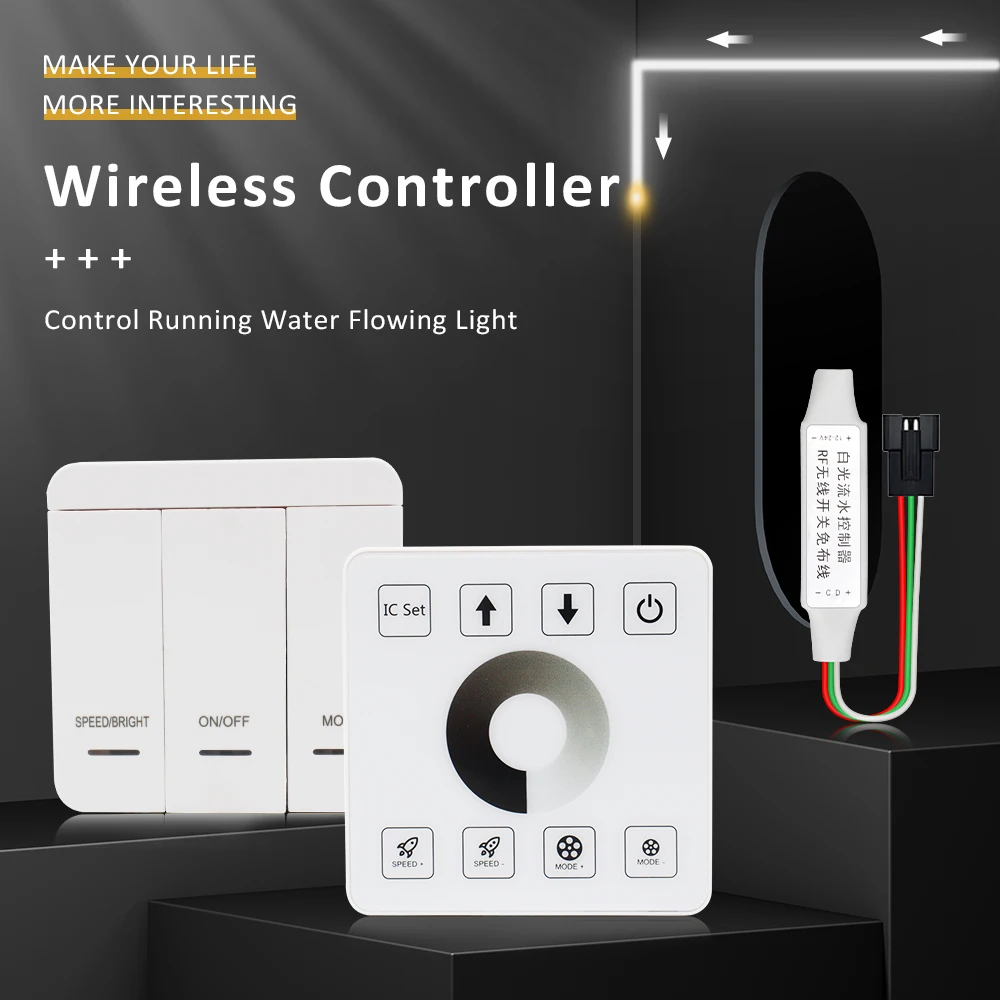 WS 2811 Running Water Led Strip Controller 2048 IC Touch Panel Remote Control with Splitter Amplifier Extension Wire Connector