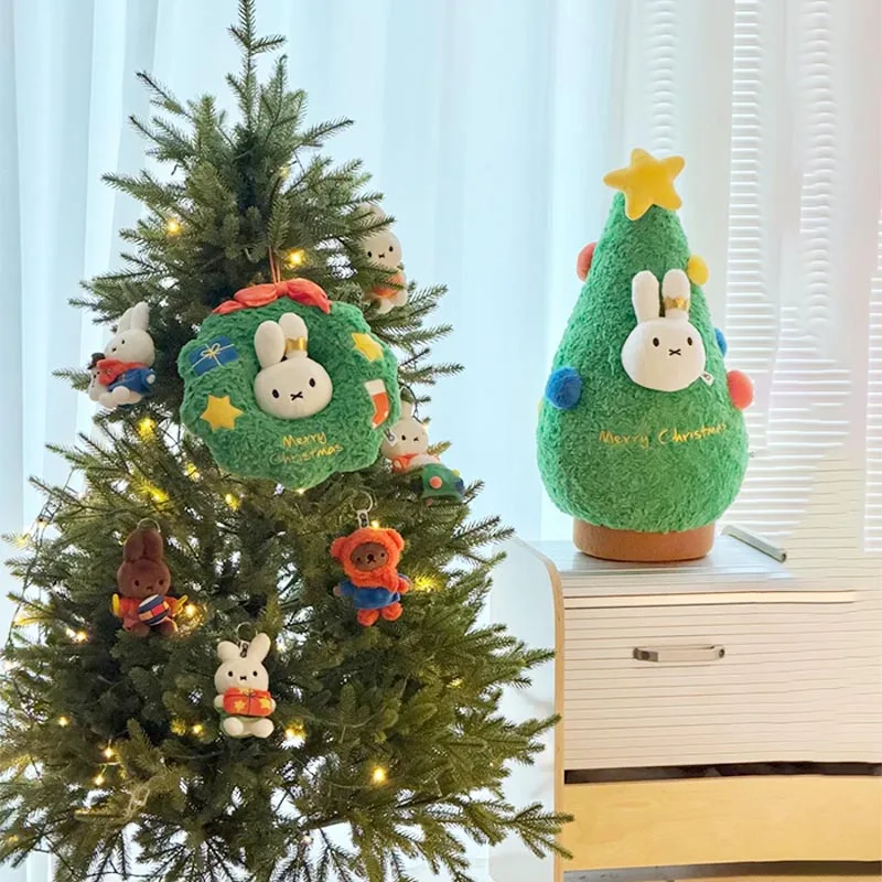 

New In Stock Original Miffy Christmas Tree Pillow Wreath Plush Doll Ornament Set Festive Christmas Decoration Gift