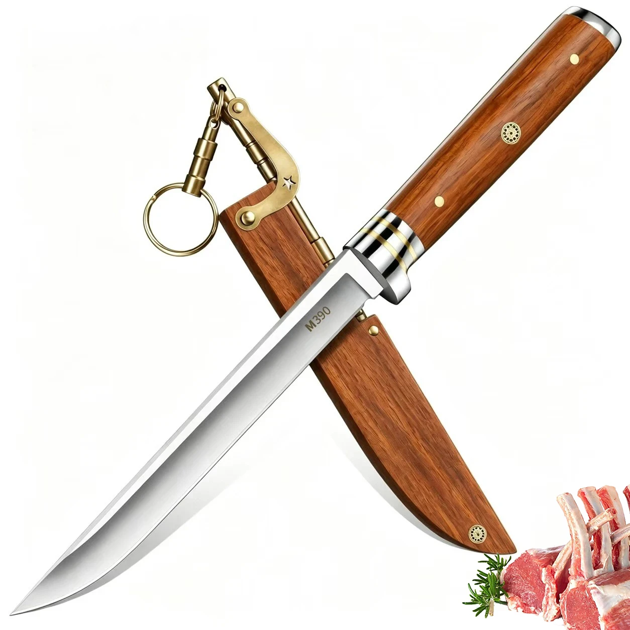 M390 Kitchen Knife Fixed Blade Straight Knife Kitchen Accessories Multi-functional Slicing, Fruit Knife and Bone-Removing Knife