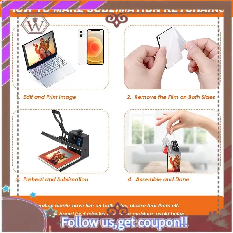 

ABBG-160Pcs Sublimation Keychain Blanks Set Key Rings Sublimation Blanks Heat Transfer Keychain Tassels MDF Blank
