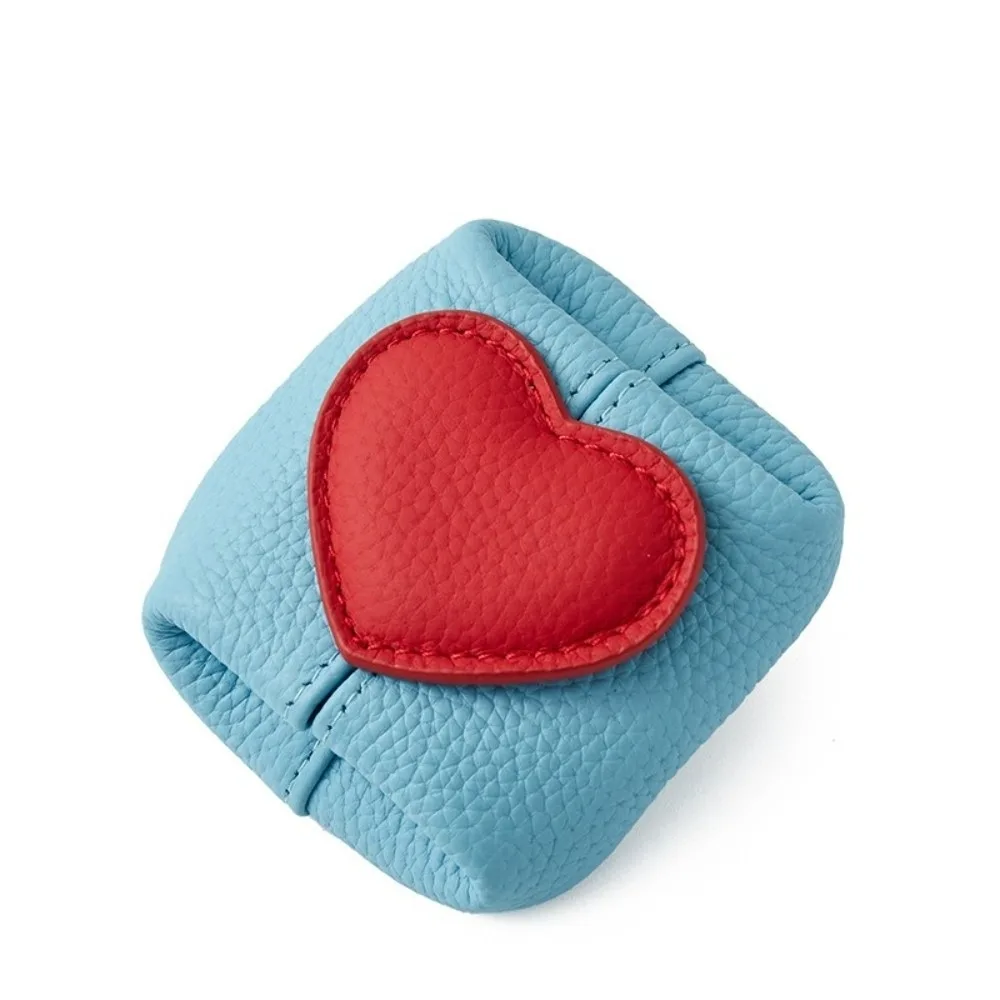 

Роскошный однотонный кошелек для монет из воловьей кожи, квадратный многофункциональный маленький мешок для наушников, мини-косметичка, кошелек для монет с сердечком, дорожный