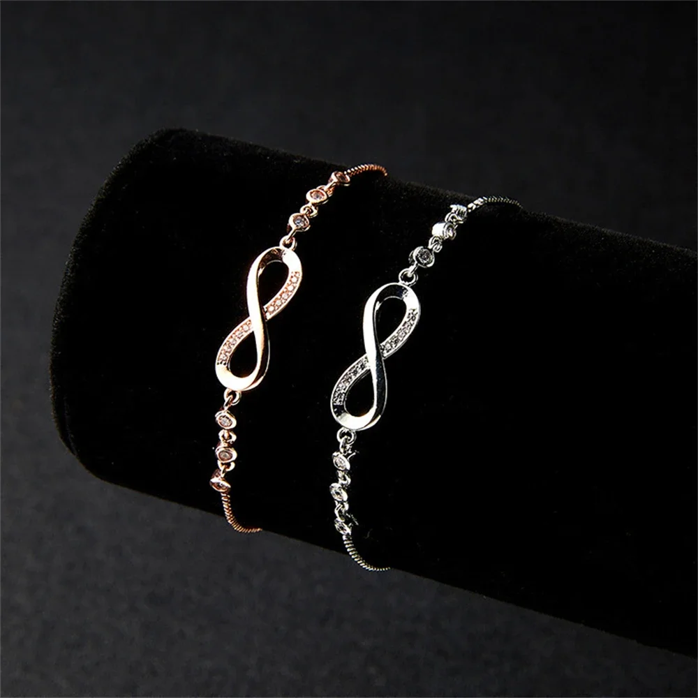 Fashion Crystal Infinity Bracelet Summer Adjustable Zircon Endless Love Charm Bracelet Women GIirls Birthday Jewelry Gifts