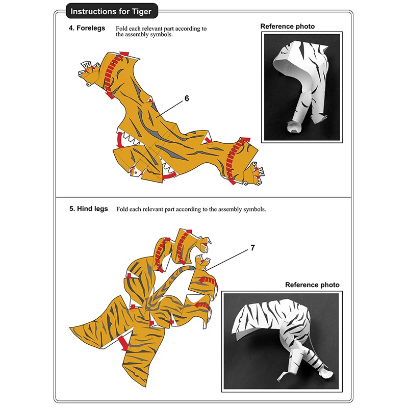 Siberian Tiger Origami Art Mini 3D Folded Paper Model Papercraft Animal Figure DIY Kids Adult Handmade Craft Toys QD-270