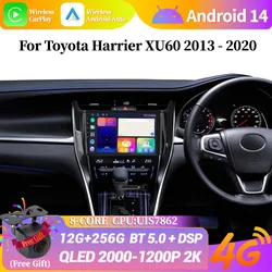 Wireless Bluetooth Carplay Stereo Screen Car Radio Multimedia Navigation WIFI Android 14 For Toyota Harrier XU60 2013-2020