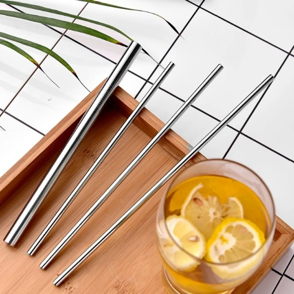 1PC 304 Stainless Steel Drinking Straw Reusable Rust Resistant Stirring Rod Smooth Edge Easy To Clean Metal Tube Household Use