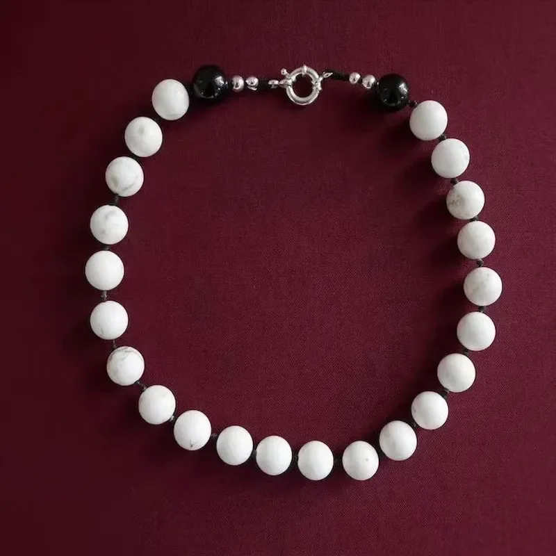 Ah Shui's same natural turquoise necklace niche set high-end handmade beaded round beads fashionable personalized collarbone