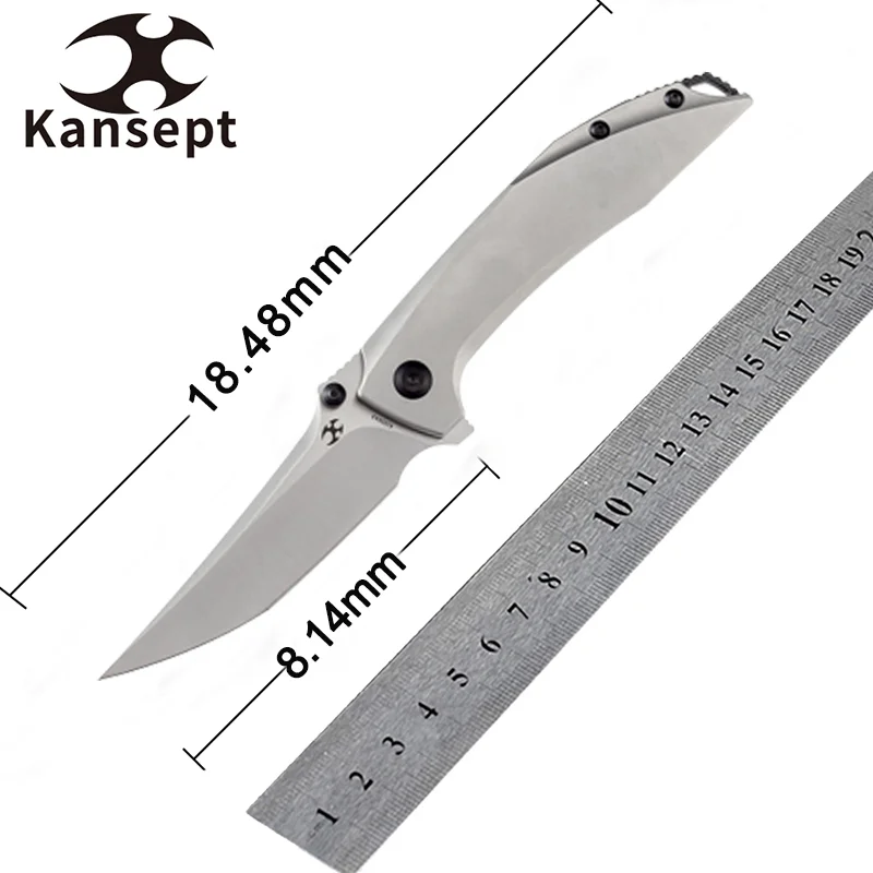 

Kansept Knives Baku K1056A3 Folding Pocket Knife Satin CPM-S35VN Blade with Plain Titanium Handle GregSchob Design for EDC Carry