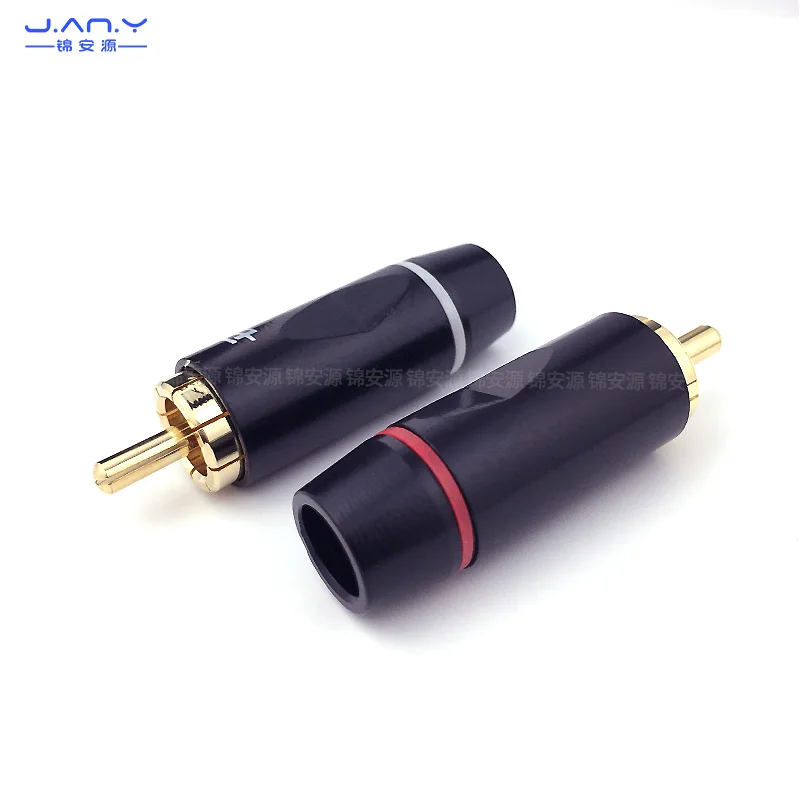 All copper gold plated Budweiser RCA thick lotus head AV plum male plug audio and video coaxial signal cable welding joint