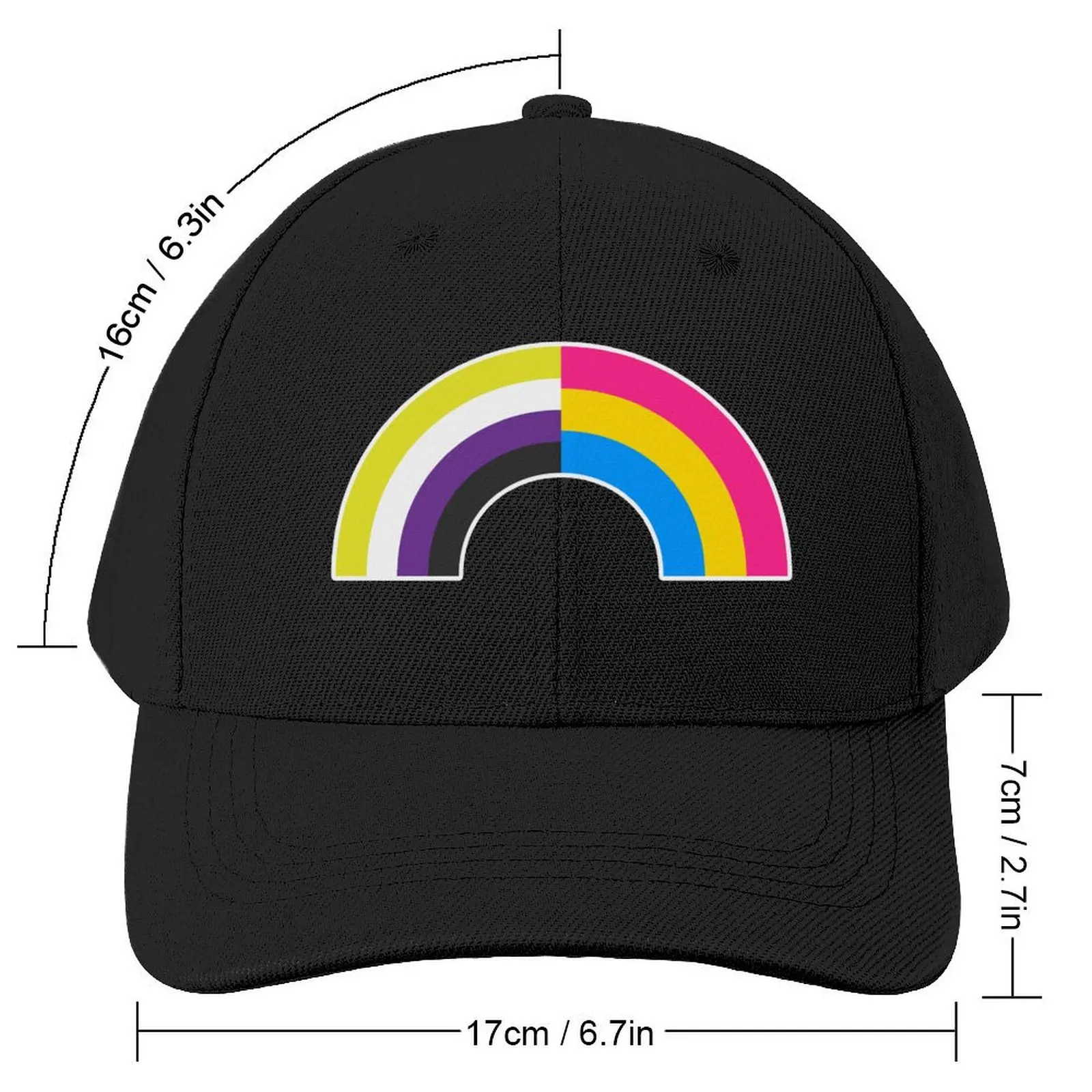 Non-Binary Pan Rainbow Baseball Cap Big Size Hat Golf Hat Man Military Cap Man Fishing cap Caps Women Men's