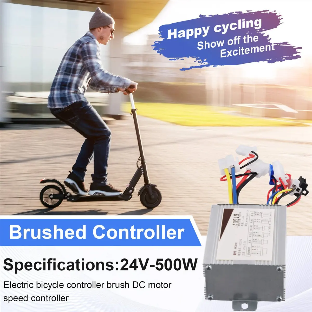 SWXF Electric Bike Bicycle Brushed Controller 24V 500W Electric Scooter Controller Brush DC Motor Speed Controller