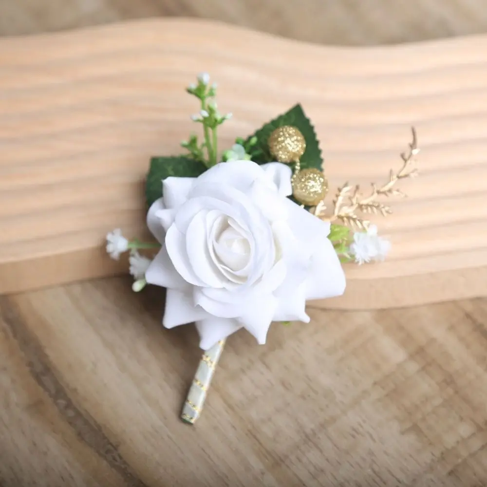 Simple Groom Rose Boutonniere Delicate Fashion Wedding Suit Corsage Artificial Flower Buttonhole Wedding Accessories Outdoor