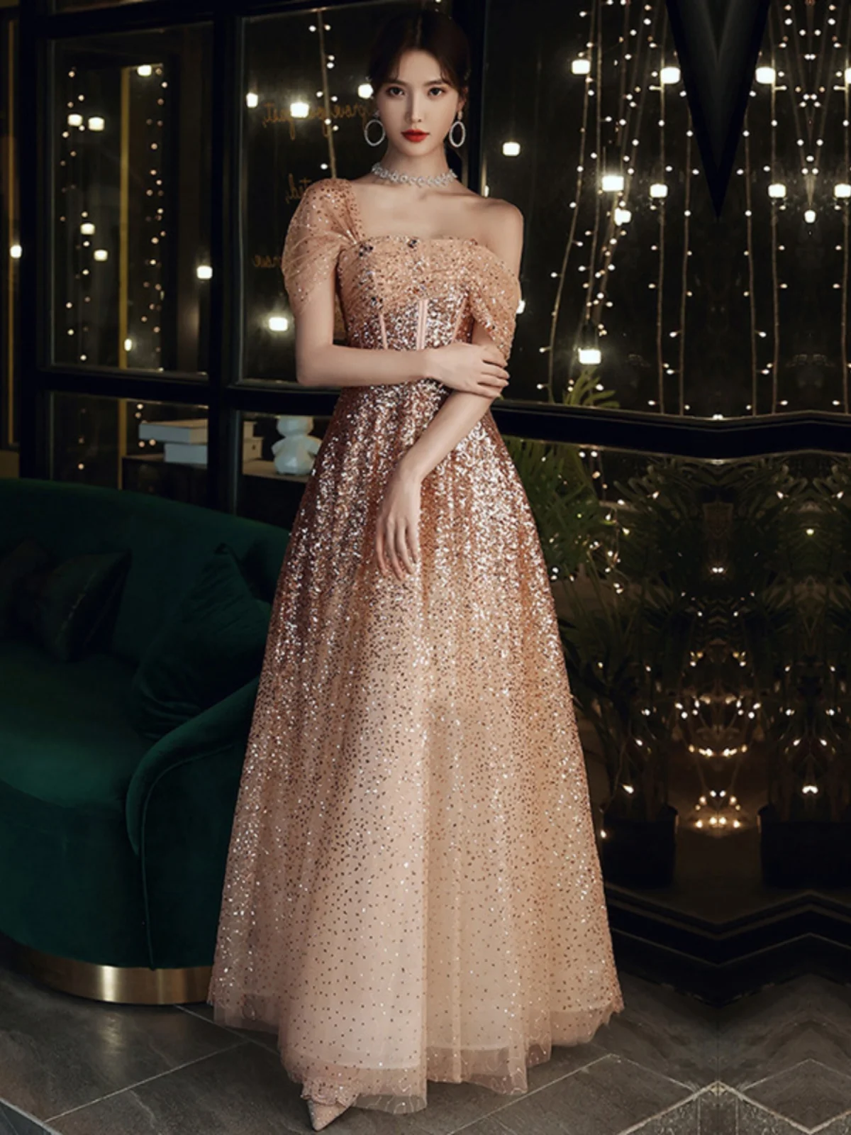 

Princ Sle Dr for Girls Rich Fly Daughter 2024 New Adult Ceremony High Waist Ball Gown Evening Dr