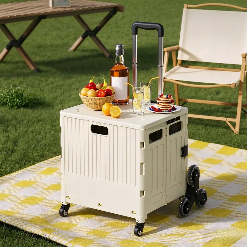 Foldable Shopping Trolley Telescopic Handle Hand Pull Cart for Elderly Stair‑Climbing Grocery Outdoor Camping
