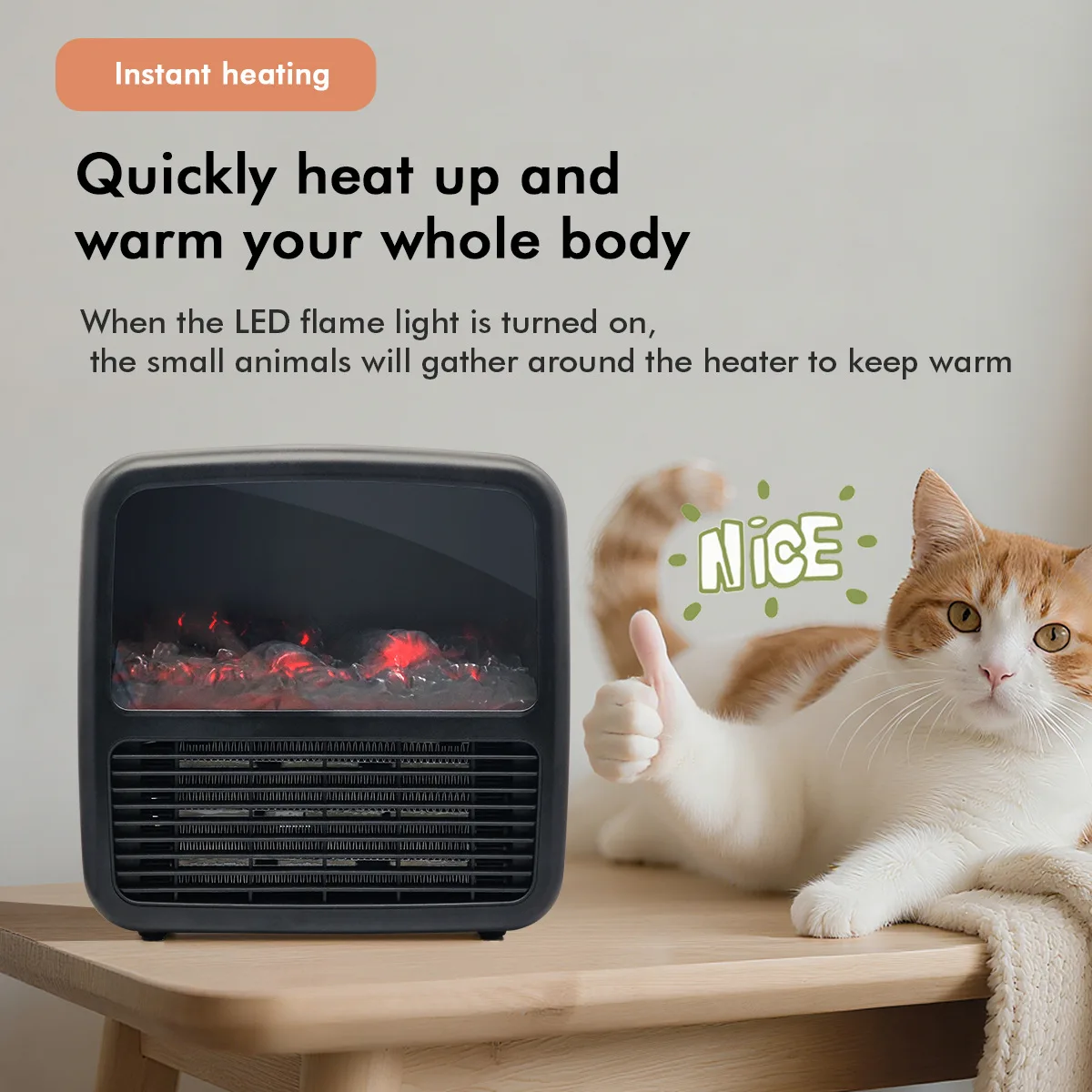 

3D обогреватель пламени, домашний мгновенный обогреватель, настольный обогреватель, умный электрический обогреватель для домашних животных