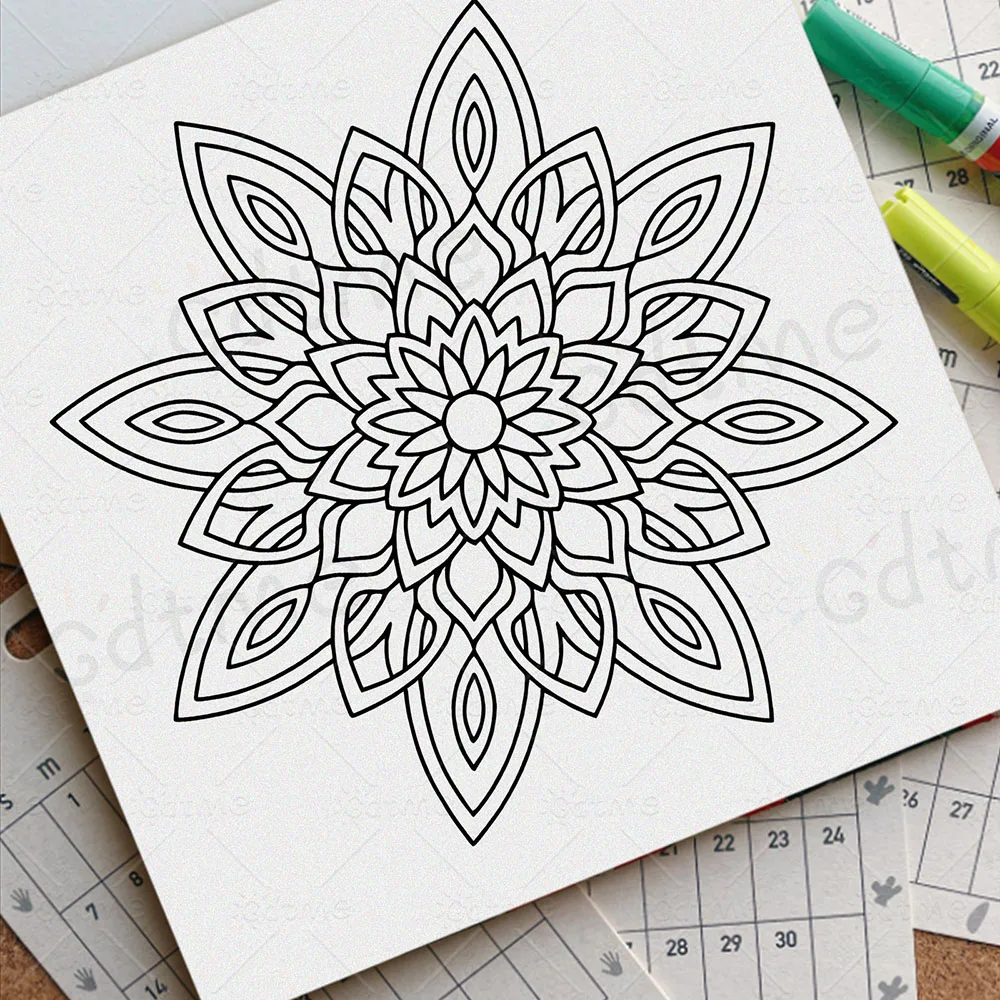 Einfaches Mandala-Malbuch, einfaches Zeichenbuch zur Stresslinderung, perfektes Geschenk für Party und Geburtstag, Weihnachten – Detail 3