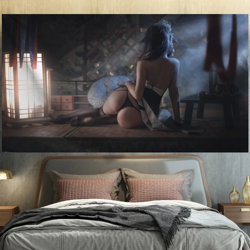 SexyElegant Japanese Style Anime Art Tapestry, Soft Polyester Wall Blanket for Bedroom Dorm, Aesthetic Home Decoration Gift