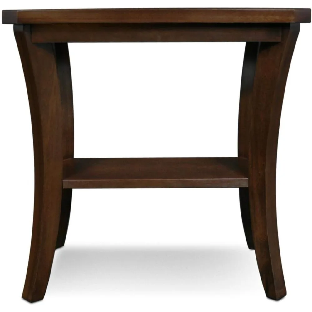 طاولة جانبية ضيقة من الخشب الصلب مع رف سفلي، سهلة التجميع، مناسبة لغرفة المعيشة أو غرفة النوم، لمسة نهائية من خشب البلوط الشوكولاتة، 24 بوصة