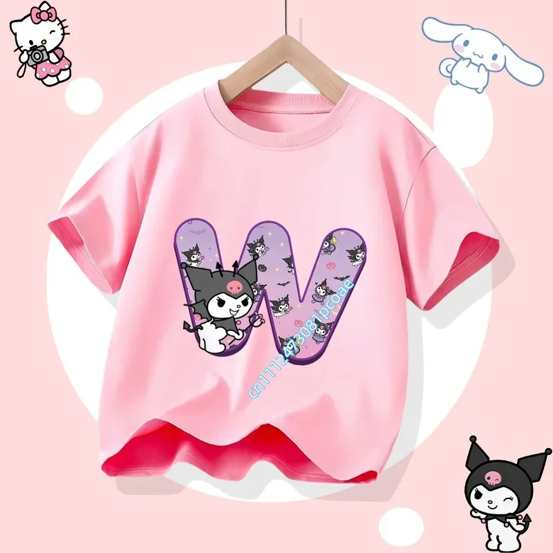 2026 Summer T-shirt - Sanrio's Kuromi A-Z lettered cartoon p