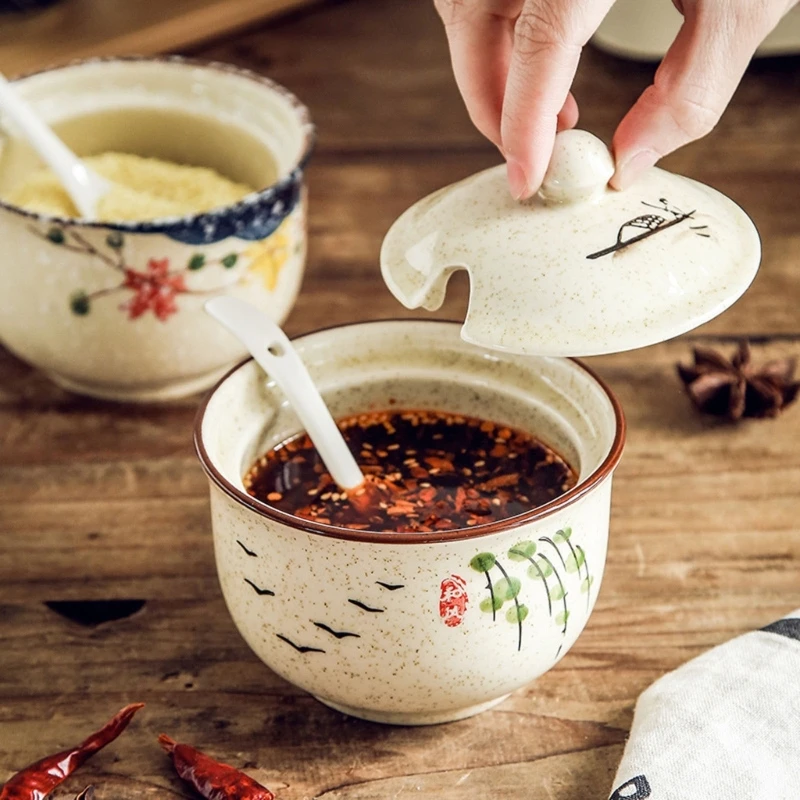 Ceramic Jar for Sugar and Salt Storage with Undercolor Decoration Multifunctional Use in Kitchen or Office best sale