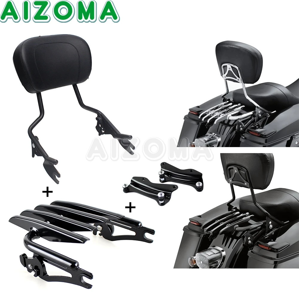 Motorcycle Stealth Detachable Luggage Rack Sissy Bar Backrest for Harley Road King CVO Street Road Glide Special FLHR FLHX FLTRX