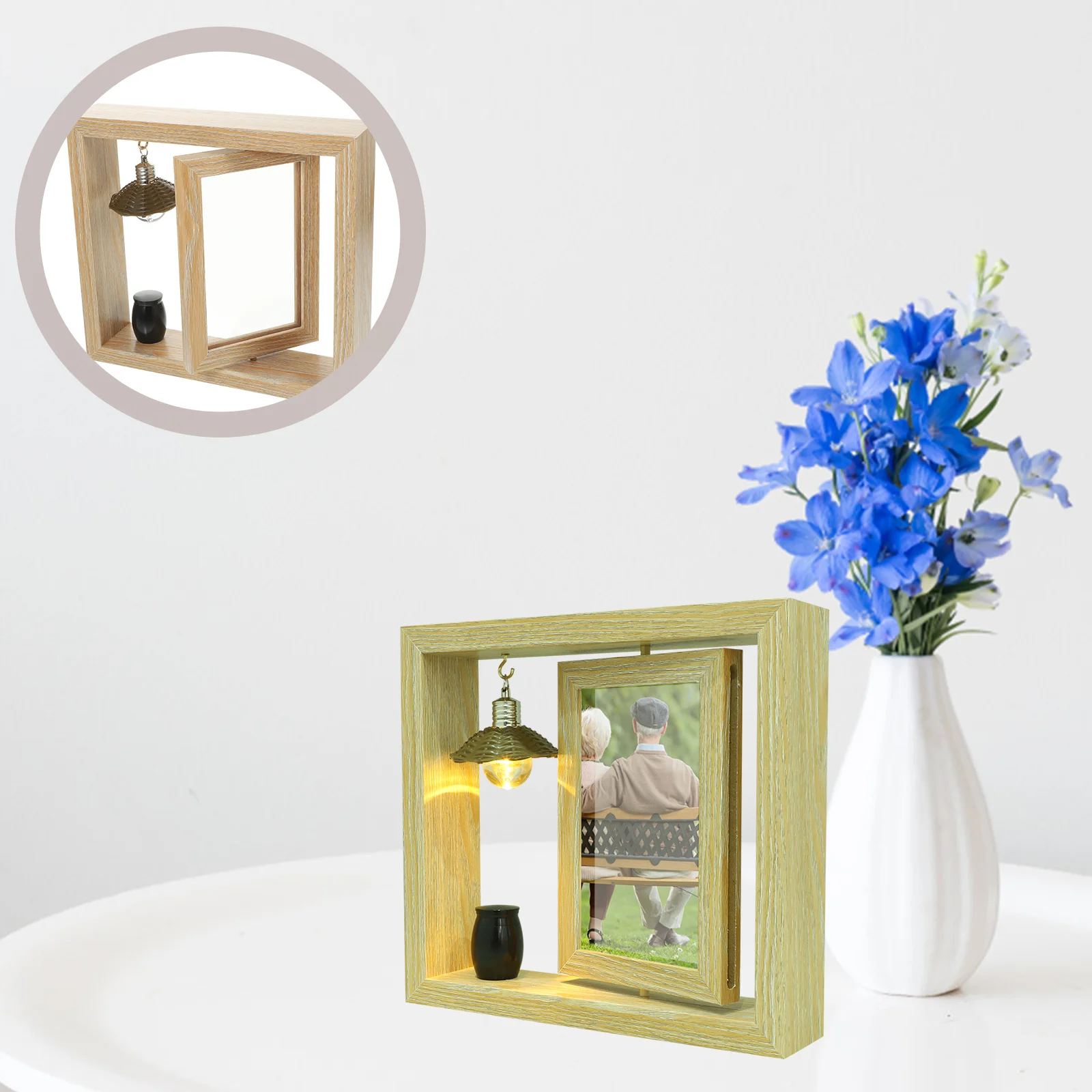

Frame Decorate Rotating Photo Urn Baby Mother Gift Human Memorial Picture Metal Wood