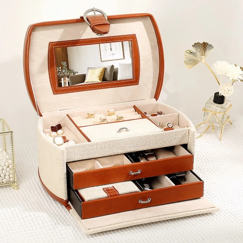 Large Capacity Jewellery Box Multifunctional Jewelry Boxes Portable Jewellery Case Luxury Ring Necklace Casket for Jewelry