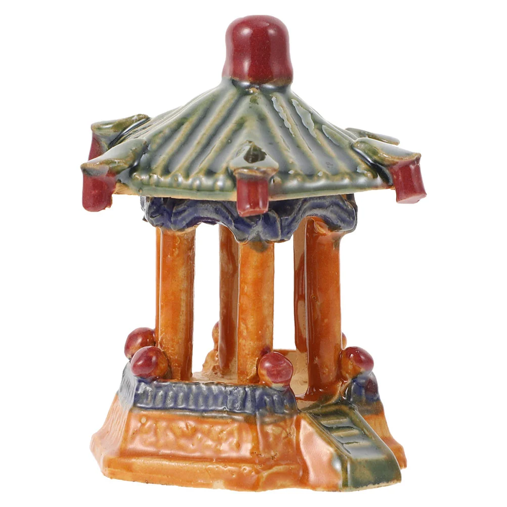 Fish Tank Decor Ceramic Gazebo Shelter Decorations Zen Garden Accessories Chinese Style Miniature Statue Ornament