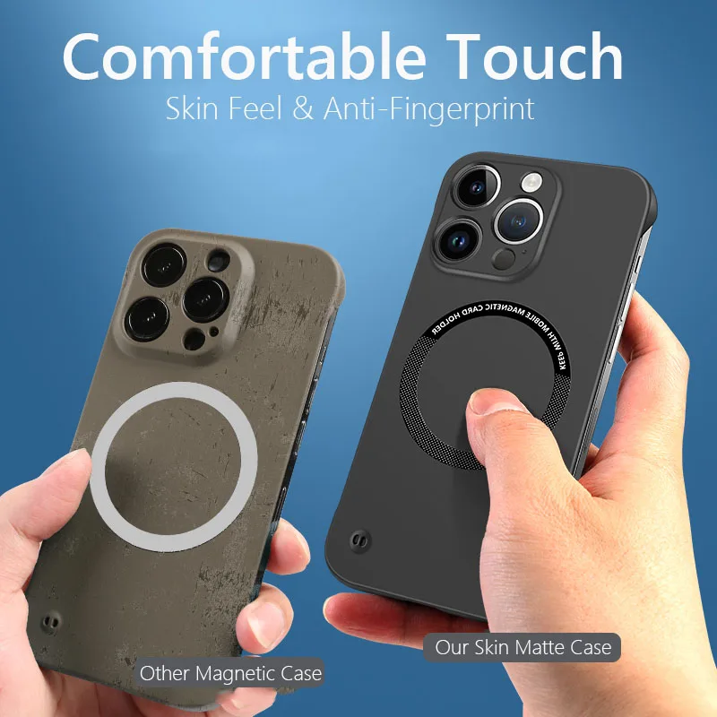 Frameless Magnetic Magsafe Slim Case For iPhone 15 14 13 12 11 Pro Plus Max X XS Max XR Wireless Charging Hard Back Cover