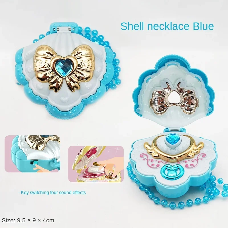 Kinder Simulatie Magische Ketting Licht Geluidseffecten Shell Sieraden Meisjes Toverstaf Huis Model Elektrisch Speelgoed Anime Modellen