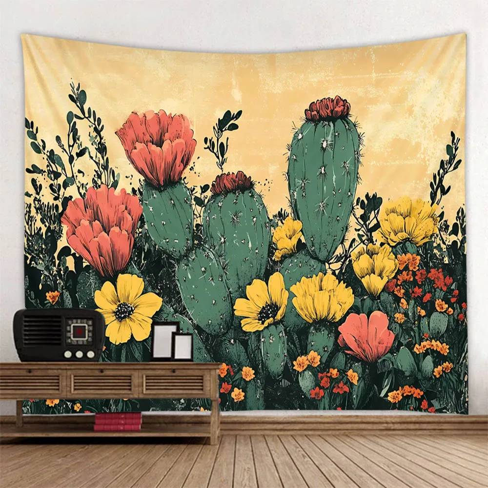 Nordic Style Tropical Plant Cactus Wall Hanging Tapestry Bedroom Fabric Background Decoration Home Sofa Mat Bed Sheet