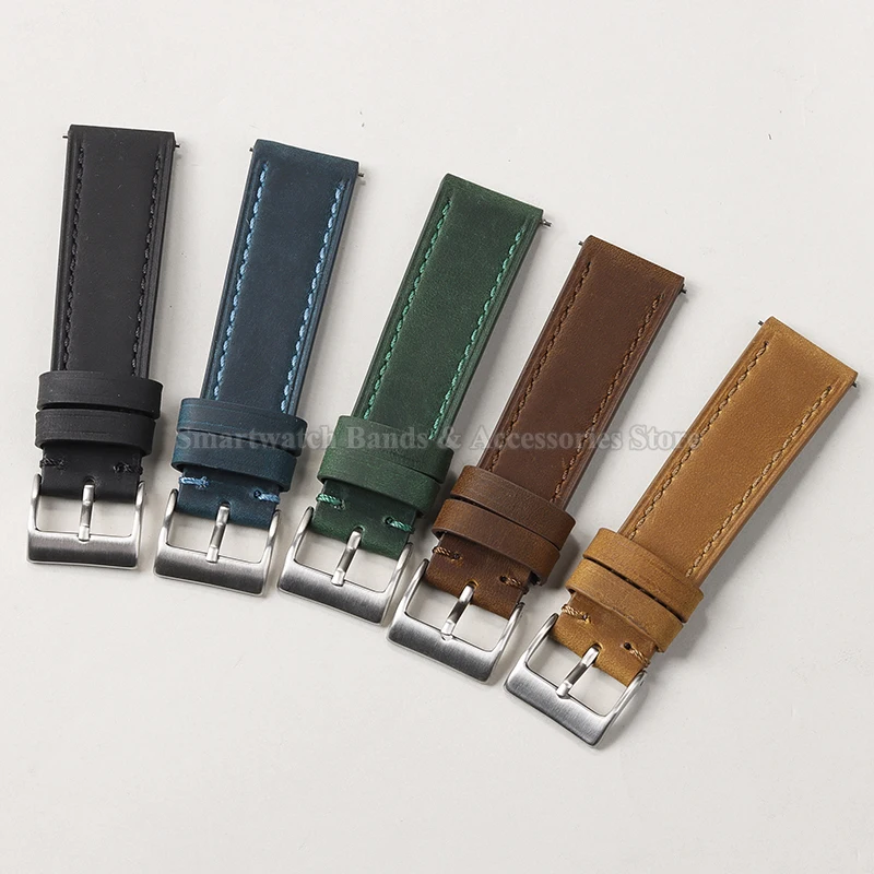 18mm 19mm 20mm 21mm 22mm Retro Leather Watch Strap for Huawei Watch Gt2 Gt3 Wrist Band Soft Quick Release Bracelet Brushed Strap