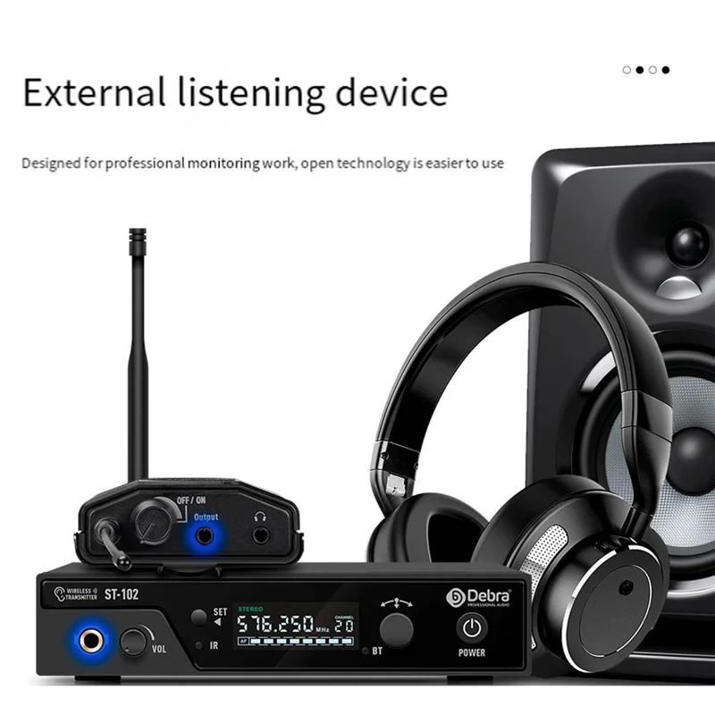 

Excellent-DEBRA PROFESSIONAL AUDIO Debra Stereo Wireless Monitor System ST-102 For Stage Recording Studio Drummer Instrument